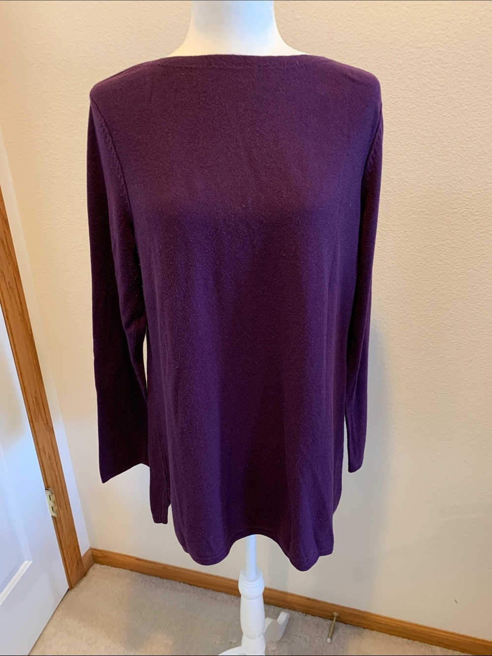 J. Jill (Olivia) Deep Plum Purple Boatneck Long-Sleeve Tunic​